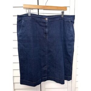 Eileen Fisher Organic Cotton Stretch Knee Length Denim Skirt Women's Size XL